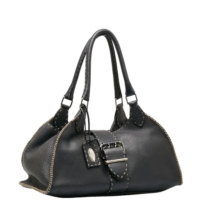 Fendi Buckle Detail Bag -Fendi Selleria Handbags Black Leather Ladies Fendi