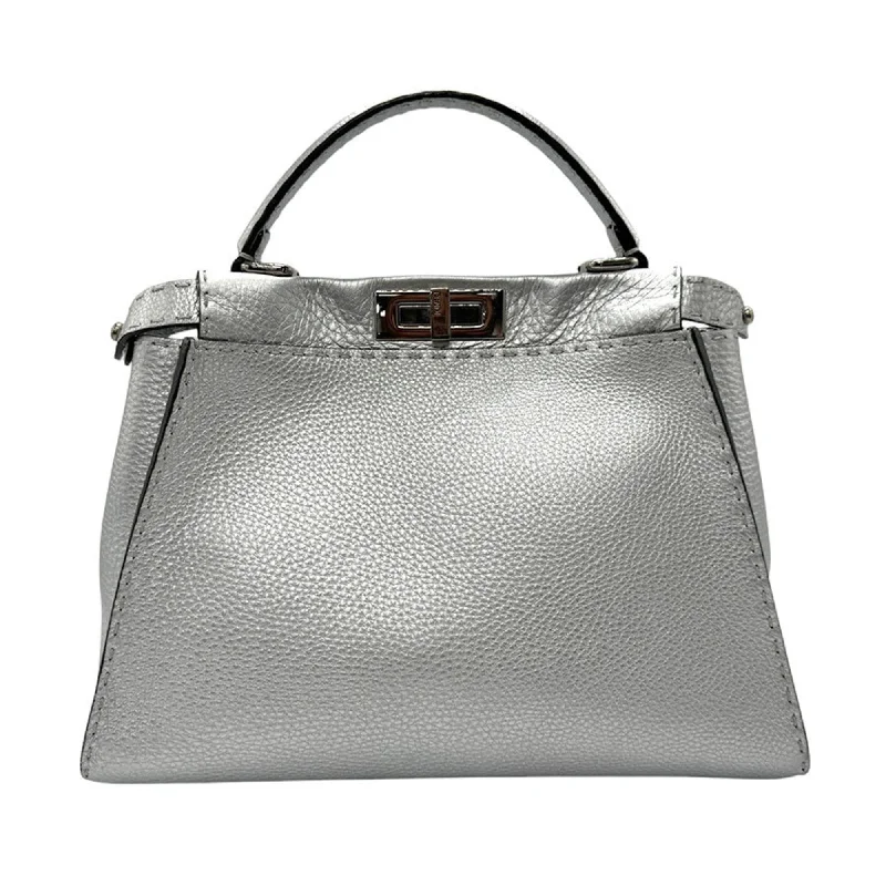 Fendi Woven Chain Bag -FENDI handbag shoulder bag peekaboo medium leather silver ladies 8BN290-5QG z2853