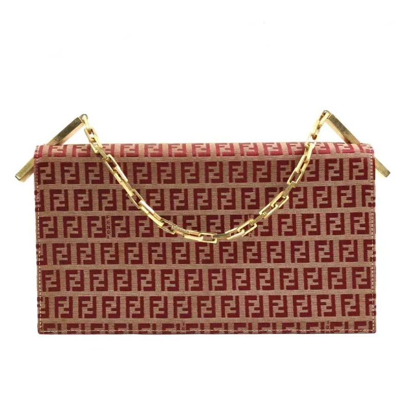 Fendi Pearl Handle Bag -FENDI handbag Zucchino canvas metal beige red gold women's e59555g