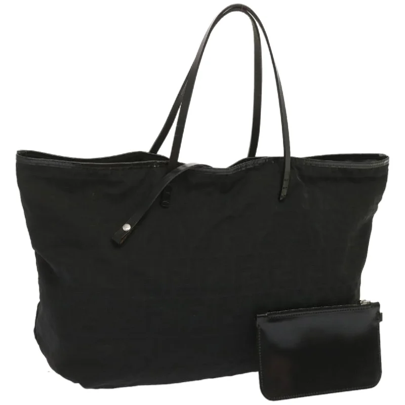 Fendi Luxe Essential -FENDI Zucca Canvas Tote Bag Black  hk1174