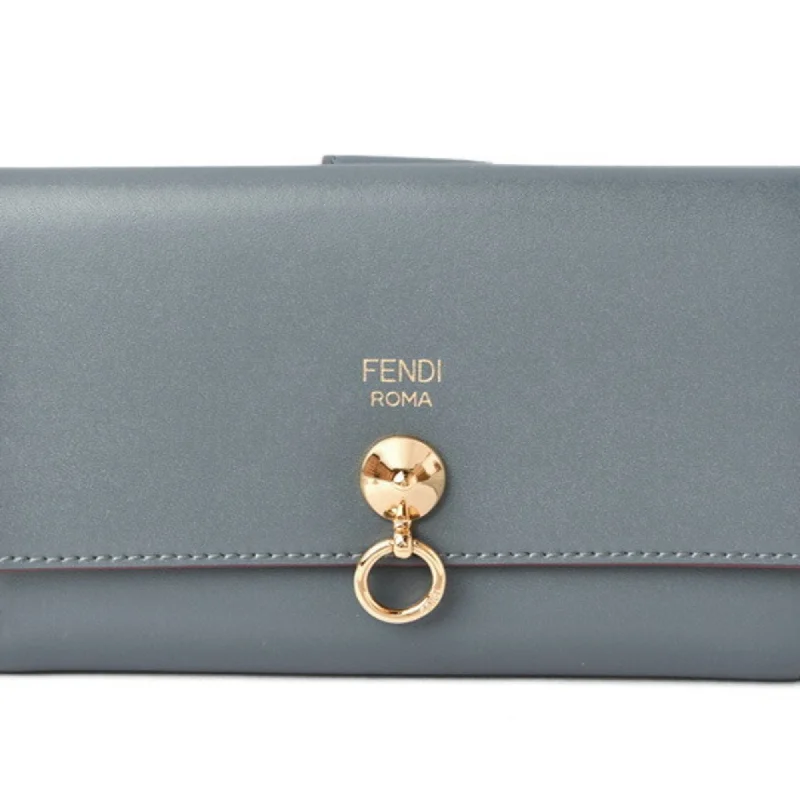 Fendi Timeless Parisian Style -Fendi Wallet Medium FENDI Folding BY THE WAY Calf Leather Blue 8M0383