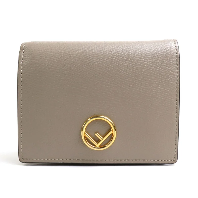 Fendi Monogram Embossed Bag -FENDI Bifold Wallet Leather Beige Unisex 8M0387-A18B