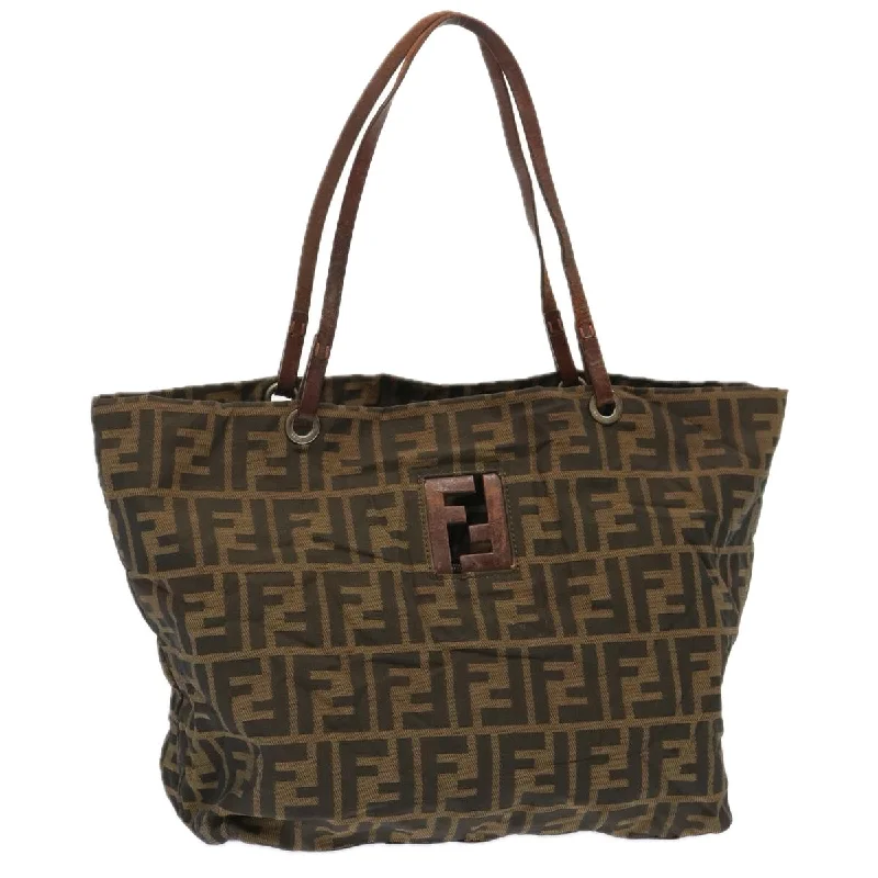 Fendi Gold-Plated Bag -FENDI Zucca Canvas Tote Bag Brown  bs13766