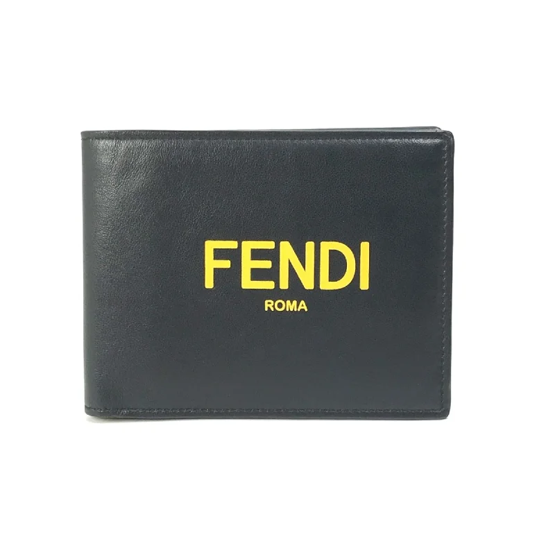 Fendi Woven Chain Bag -Fendi 7M0001 logo Wallet Folded wallet Black x Yellow