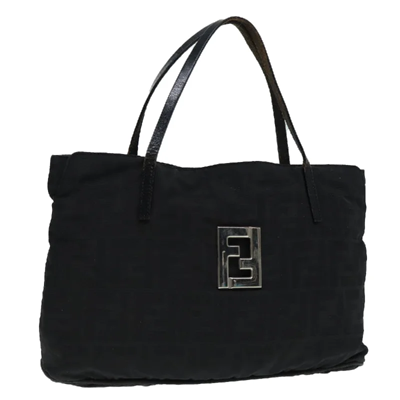 Fendi Petite Baguette Bag -FENDI Zucca Canvas Tote Bag Silver Black  88546