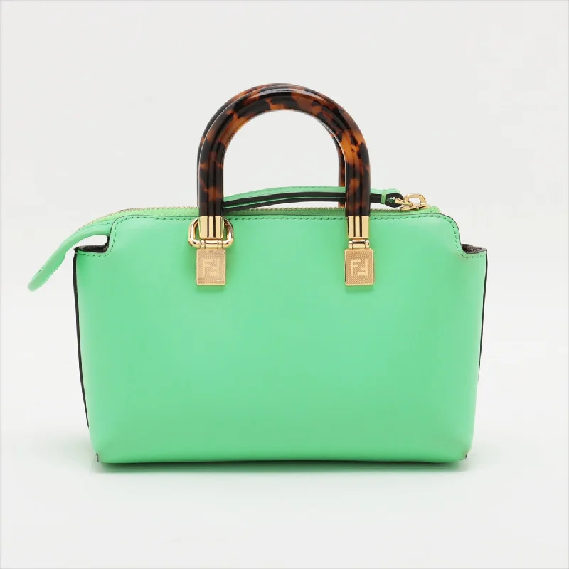 Fendi Iconic Luxury Staple -Fendi Byzaw Mini Leather Handbag Green 8BS067 Strap Parts