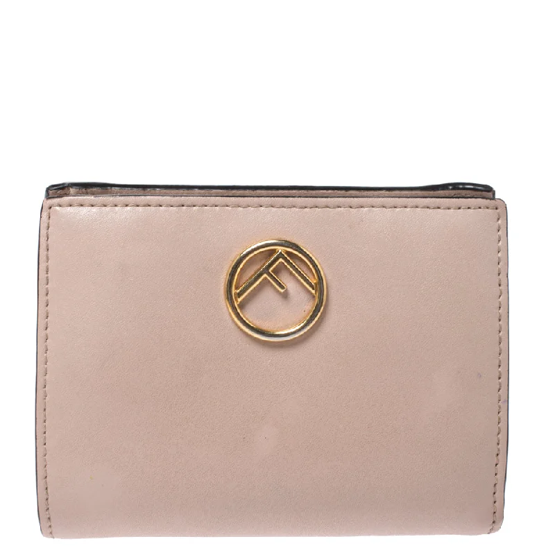 Fendi Ultimate Travel Companion -Fendi Beige Leather Bifold F Is Compact Wallet