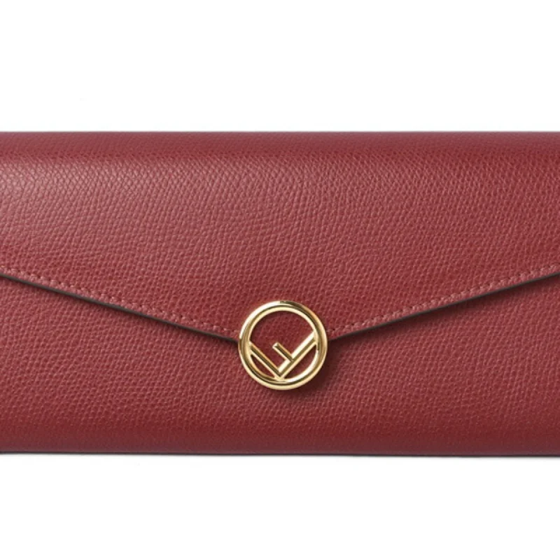 Fendi Iconic Luxury Staple -Fendi wallet FENDI long F is IS 8M0251 A18B F14MK leather burgundy