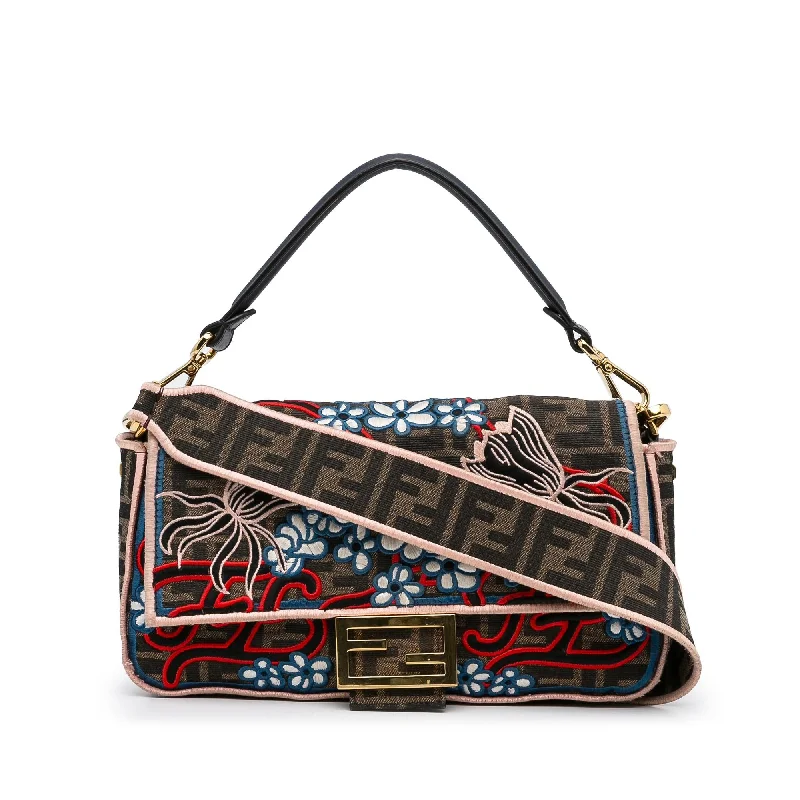 Fendi Timeless Parisian Style -Fendi Zucca Embroidered Karligraphy Baguette (SHG-tbdDOJ)