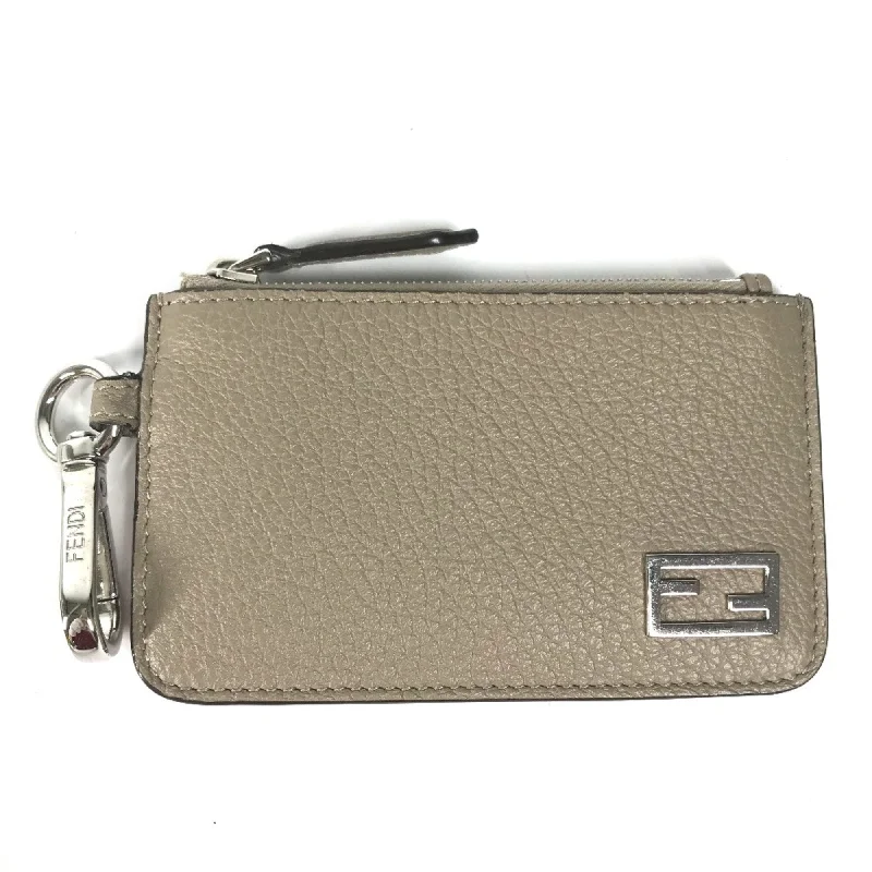 Fendi Buckle Detail Bag -Fendi 7M0343 Bicolor Card Case Coin Compartment Wallet Fragment Case coin purse Beige Red