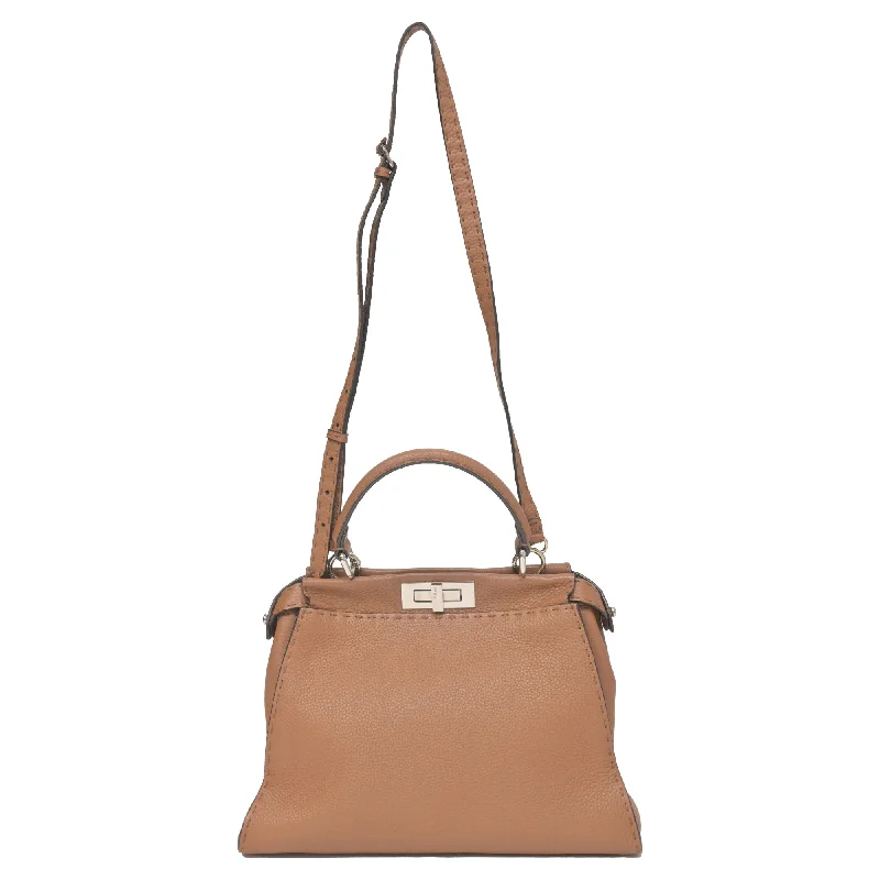 Fendi Push Lock Bag -Fendi Peekaboo Handbag in Brown Leather