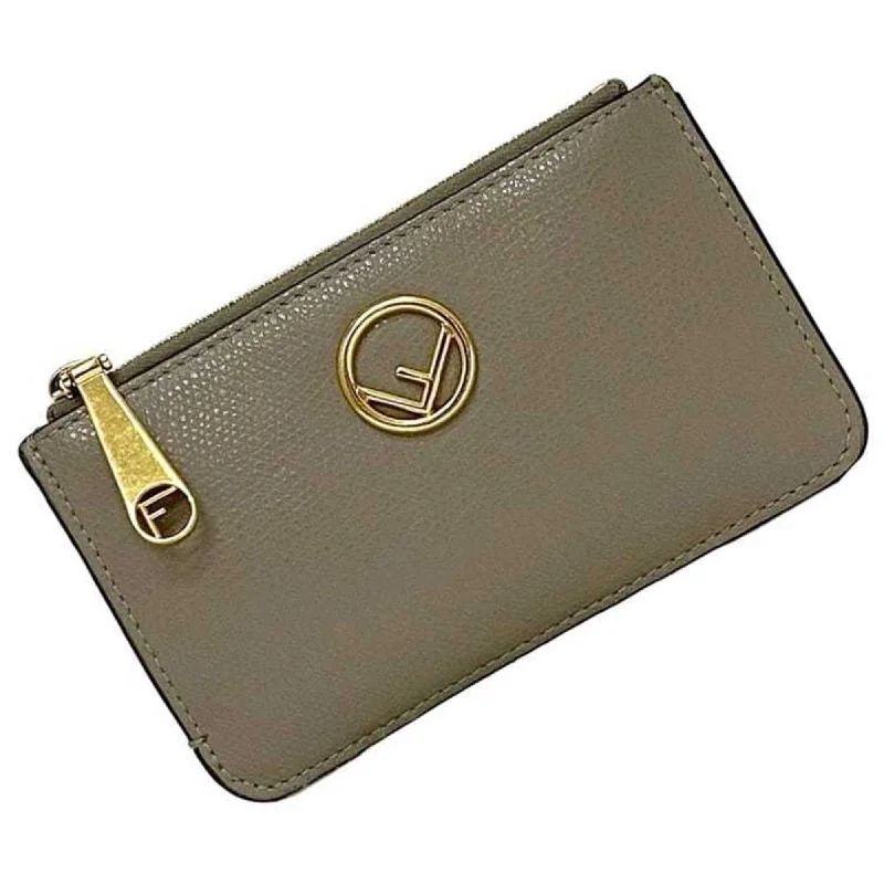 Fendi Hand-Painted Bag -Fendi coin case ec-21600 beige F is 8AP161 A18B 229 8210 purse wallet pouch leather FENDI key ring holder ladies compact