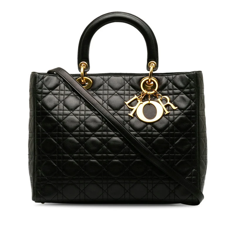 Explore Dior’s Iconic Bags and AccessoriesChristian Dior Black Lambskin Lady Dior Cannage 2way Shoulder Handbag