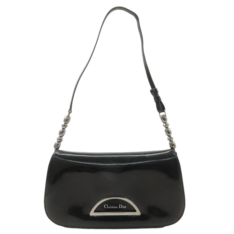 Make Your Mark with Dior BagsChristian Dior Enamel Leather Maris Pearl Shoulder Bag Black