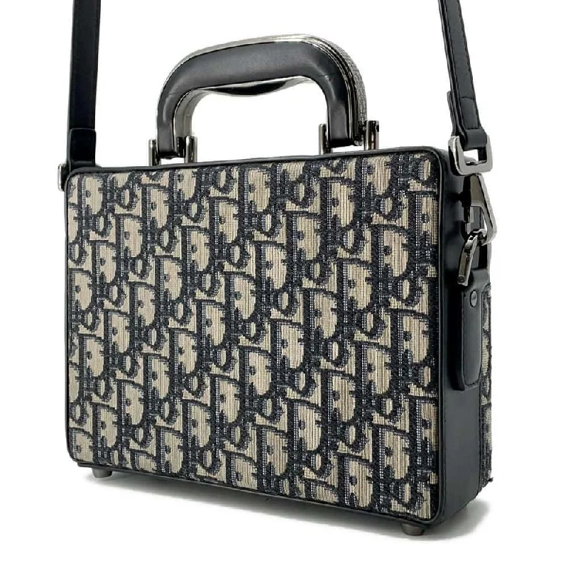 Step into the World of Luxury with DiorDior Oblique Padlock Shoulder Bag Black/Navy 1LXP0119MCT Canvas Leather Size Mini