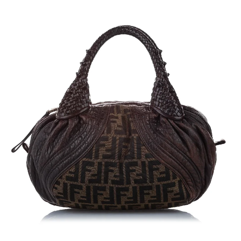 Fendi Chevron Quilted Bag -Fendi Zucca Spy Canvas Handbag (SHG-13573)