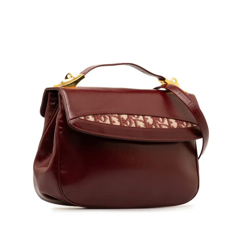 Dior: The Epitome of Timeless StyleDior Trotter Oblique Handbag 2WAY Wine Red Leather Canvas  Dior