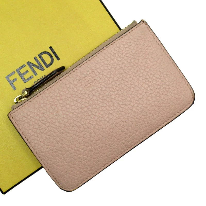 Fendi Hand-Painted Bag -FENDI Wallet, coin case, wallet, leather, light pink, men's, women's, 8AP161-A91B g3939a