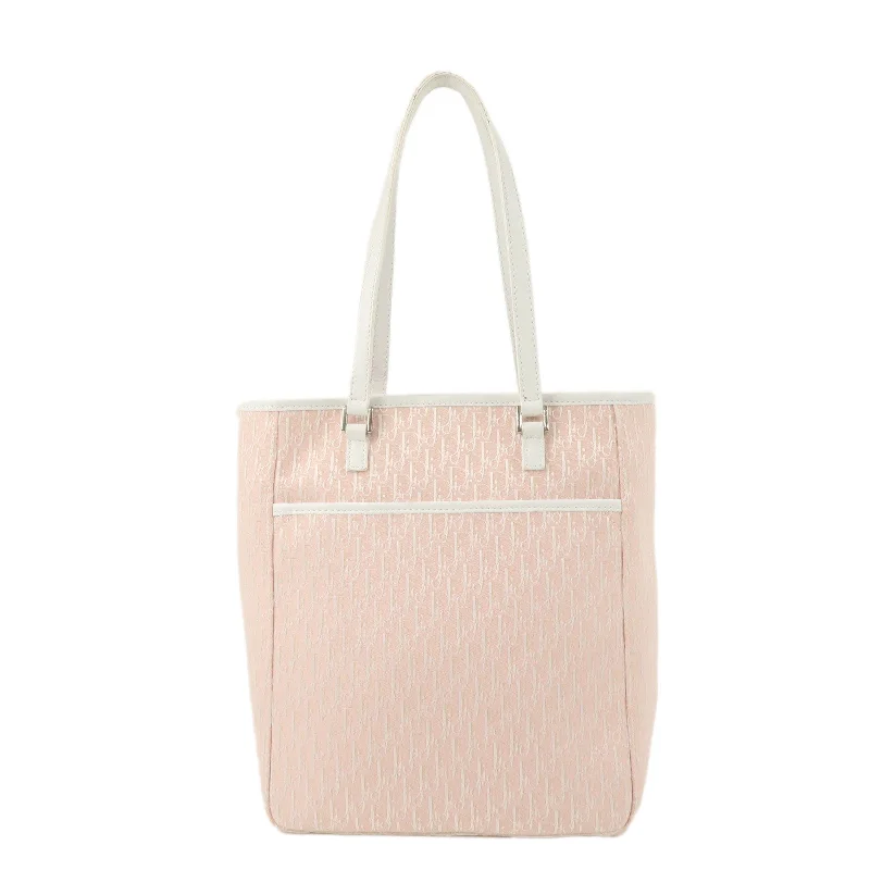 Timeless Dior Bags for the Modern WardrobeChristian Dior Trotter Canvas Leather Tote Bag Pink White