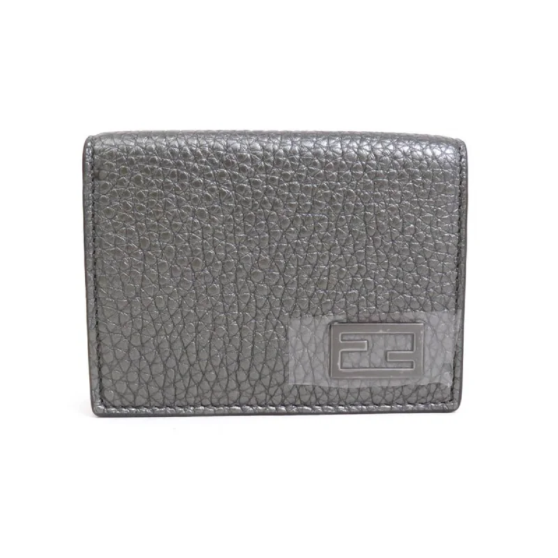 Fendi Oversized Clutch -FENDI Tri-fold wallet in metallic grey leather for men 7M0280-AJJ1 h30267g