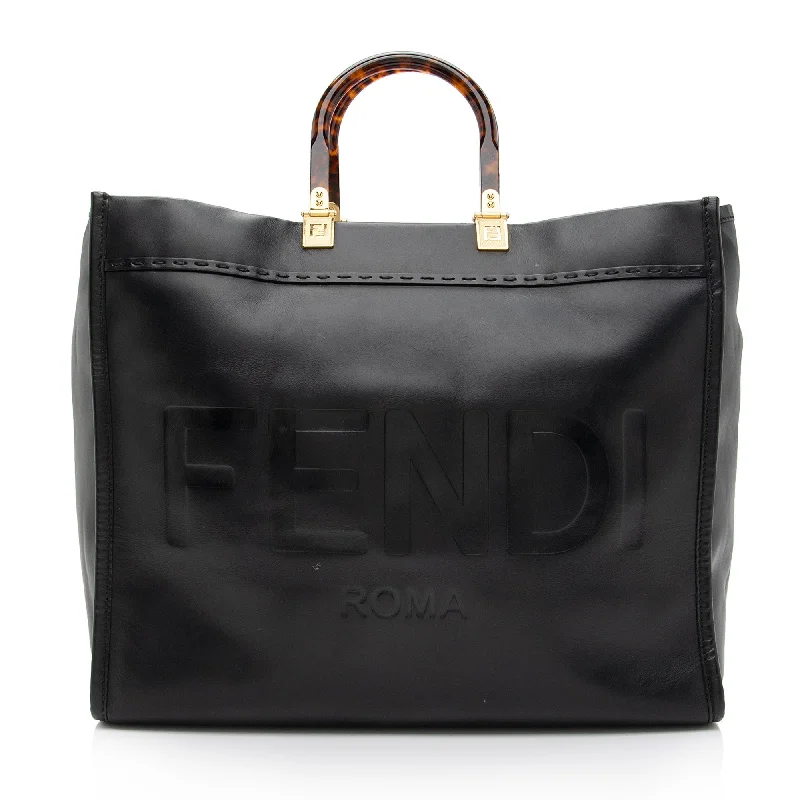 Fendi Push Lock Bag -Fendi Leather Sunshine Large Shopper Tote