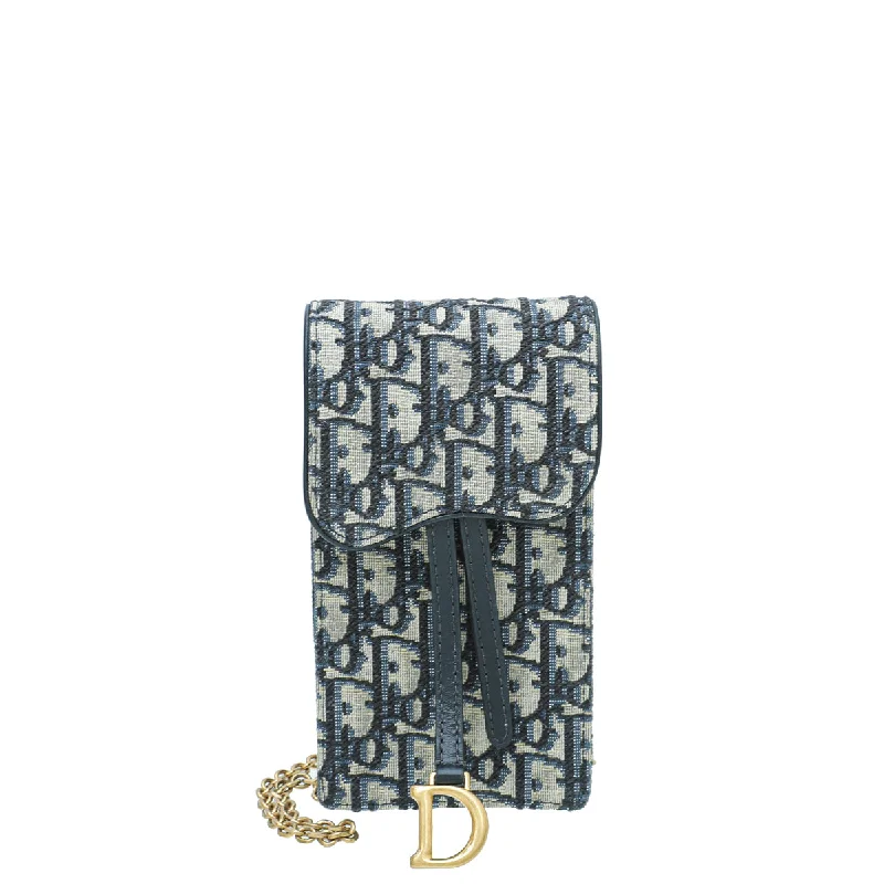 Signature Dior: Bags of DistinctionChristian Dior Navy Blue Saddle Oblique Vertical Pouch