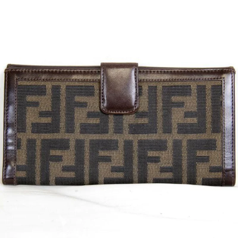 Fendi Metallic Finish Bag -FENDI 2804-30806 long wallet canvas brown