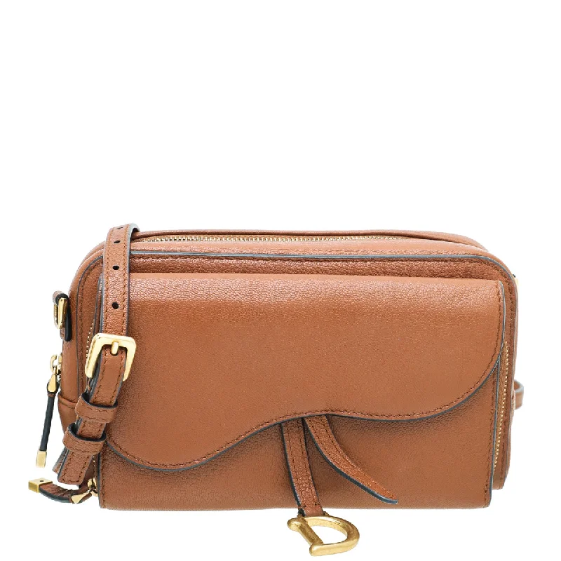 Dior’s Legendary Craftsmanship in Every BagChristian Dior Tan Goatskin Double Saddle Strap Pouch