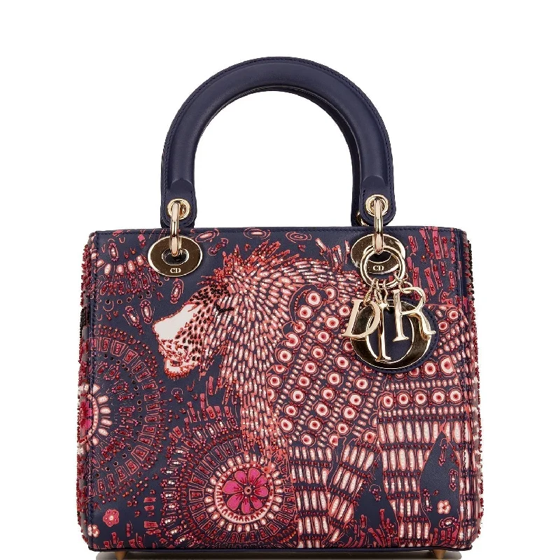 Discover the Legacy of Dior BagsChristian Dior MeDior Tote Navy Beaded Leather Gold Hardware