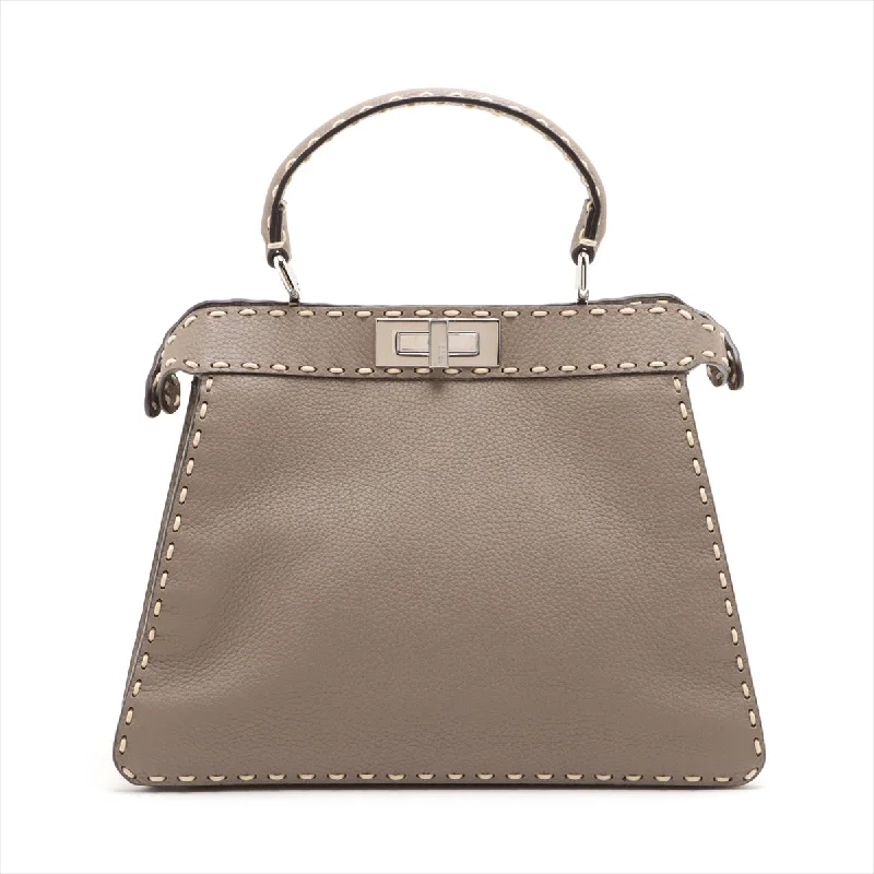 Fendi Ultimate Travel Companion -Fendi Peekaboo I See You Handbag Taupe Leather 2WAY 8BN321