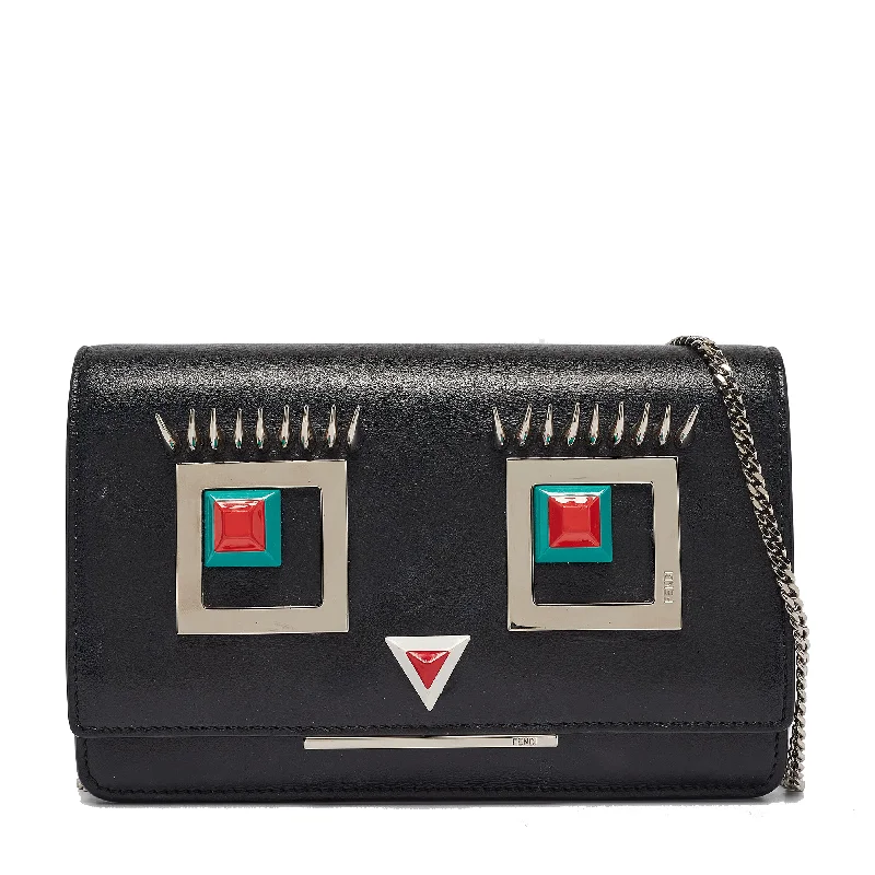 Fendi Designer Investment Piece -Fendi Black Leather Hypnoteyes Wallet On Chain