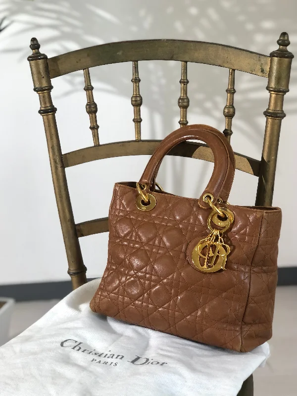 The Latest in Dior Luxury BagsChristian Dior Lady Dior Cannage Leather Handbag Brown Vintage sx8up3