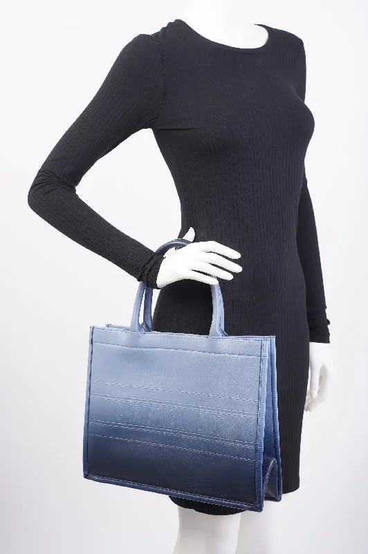 Timeless and Iconic: Dior HandbagsChristian Dior Book Tote Ombre Blue Leather Blue Leather Medium