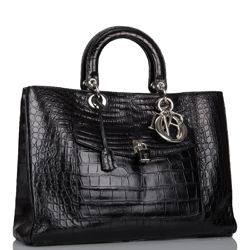 Dior Bags: Every Fashionista’s DreamChristian Dior Diorissimo Pocket Tote Black Matte Alligator Silver Hardware