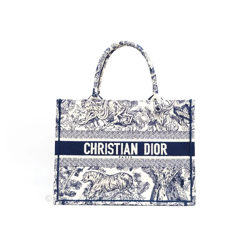 Elevate Your Look with a Dior BagChristian Dior Embroidered Toile De Jouy Small Canvas Book Tote Blue