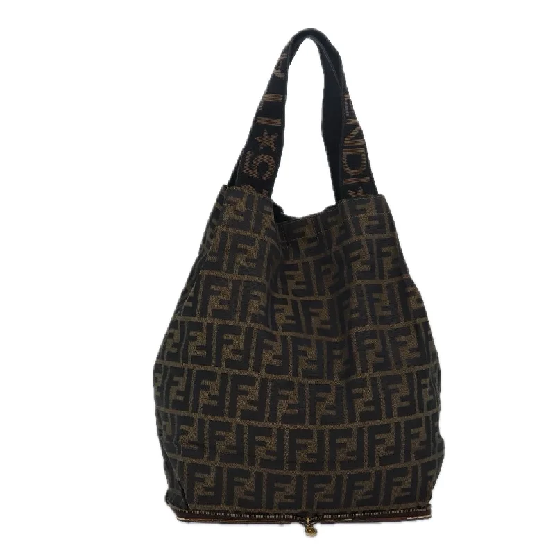 Fendi Ultimate Travel Companion -FENDI Zucca Canvas Tote Bag Brown Black  ep4787