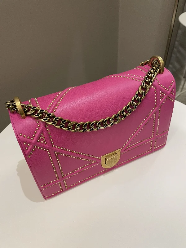 Effortless Style: The Dior BagDior Diorama Studded Flap Bag Rose Fuchsia Matt Calfskin