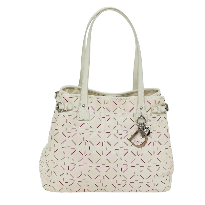 Dior: Luxury Crafted for the Modern WomanCHRISTIAN DIOR Lady Dior Canage Tote Bag Coated Canvas White Auth bs14793