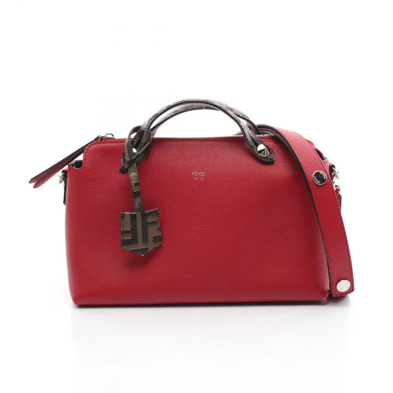 Fendi Logo Hardware Bag -FENDI BY THE WAY MEDIUM ZUCCA HANDBAG BAG LEATHER WOMEN RED BROWN BLACK 8BL124