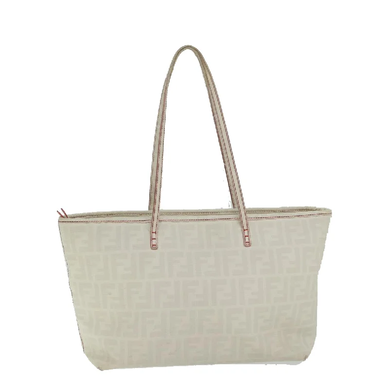 Fendi Vintage Collector’s Item -FENDI Zucca Canvas Tote Bag White  63448