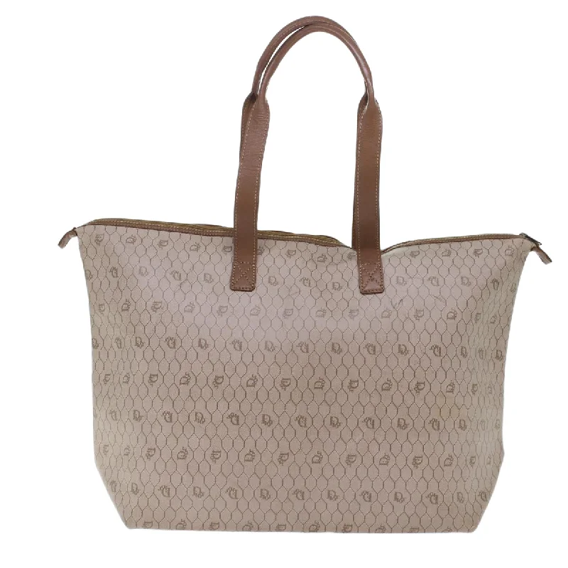 Dior Bags: Elegant, Stylish, TimelessCHRISTIAN DIOR Honeycomb Canvas Tote Bag PVC Leather Beige Brown Auth ar9982