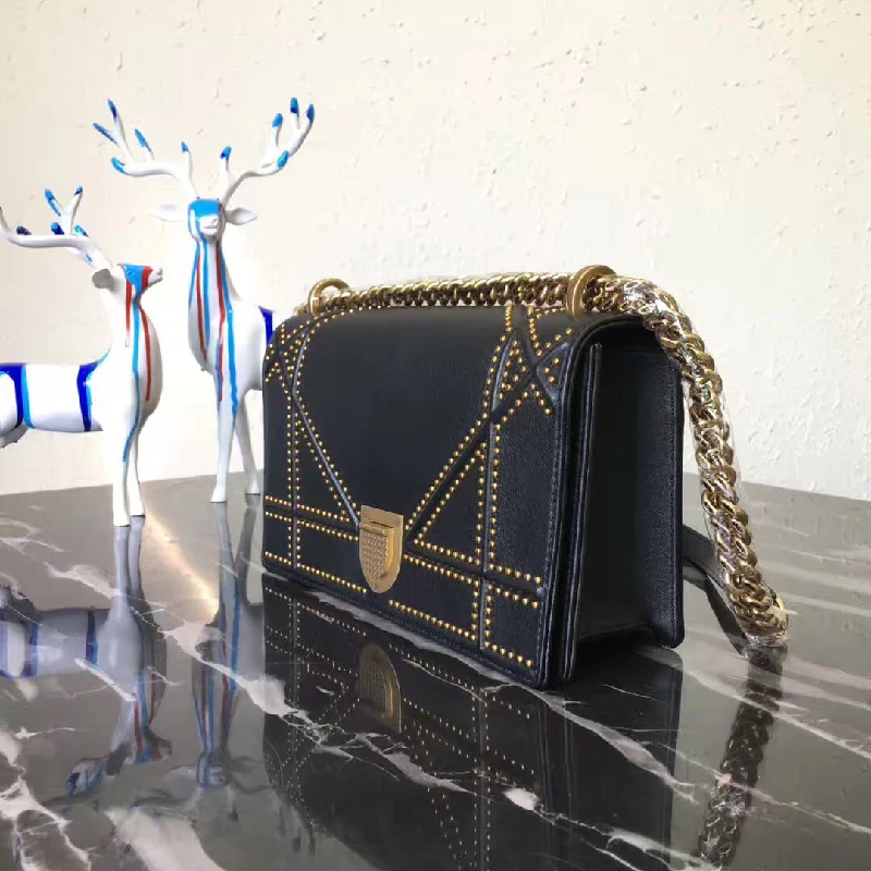 Crafted to Last: Dior’s Luxury BagsChristian Diorama Bag In Black Studded Lambskin