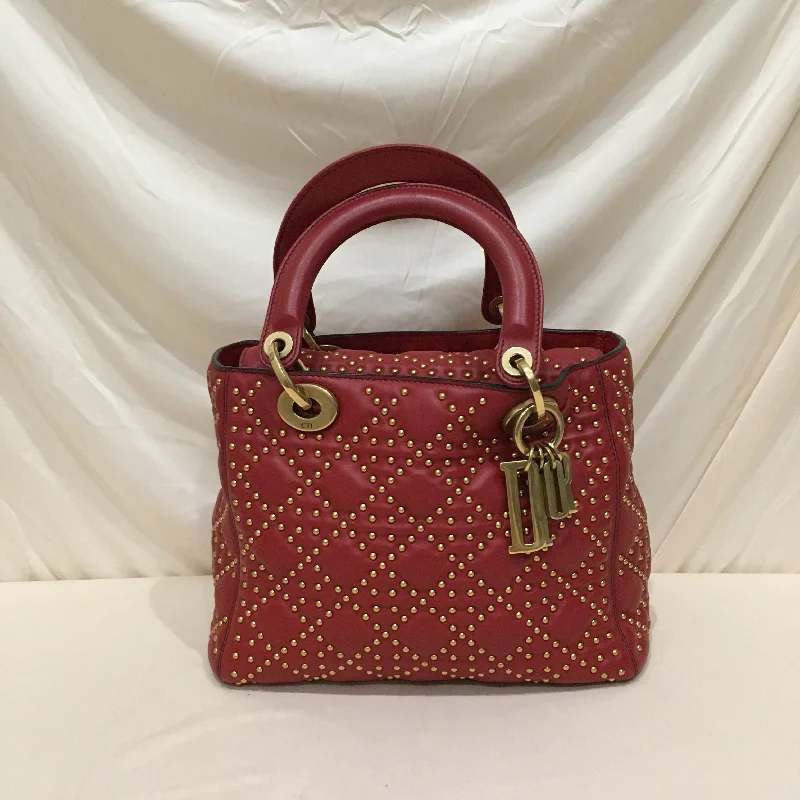 Where Craftsmanship Meets Luxury: Dior BagsCHRISTIAN DIOR Dior Red Leather Stud Medium Lady Dior Tote Bag Sku# 76303