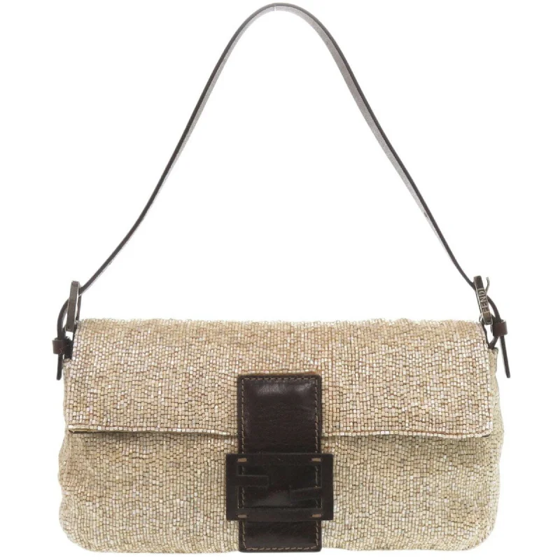 Fendi Buckle Detail Bag -Fendi Baguette Bag Beaded 2454/26424/008 Leather/Beaded Beige Handbag 0131FENDI