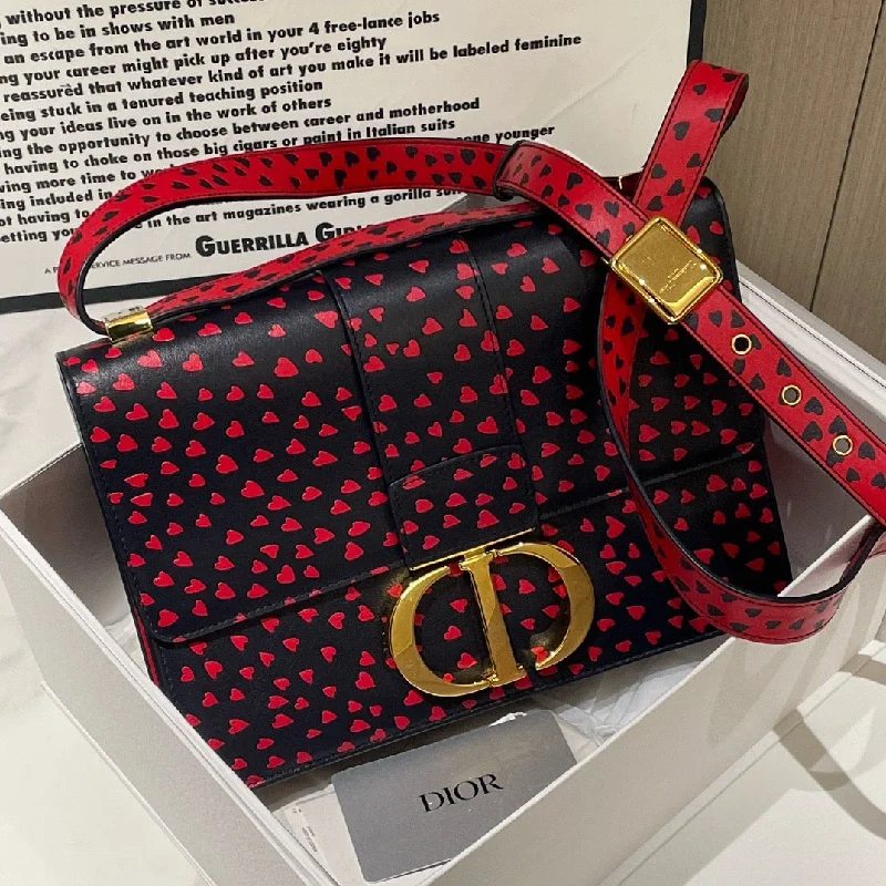 Crafted to Last: Dior’s Luxury BagsDior 30 Montaigne Black Red Heart Leather Shoulder Bag Medium