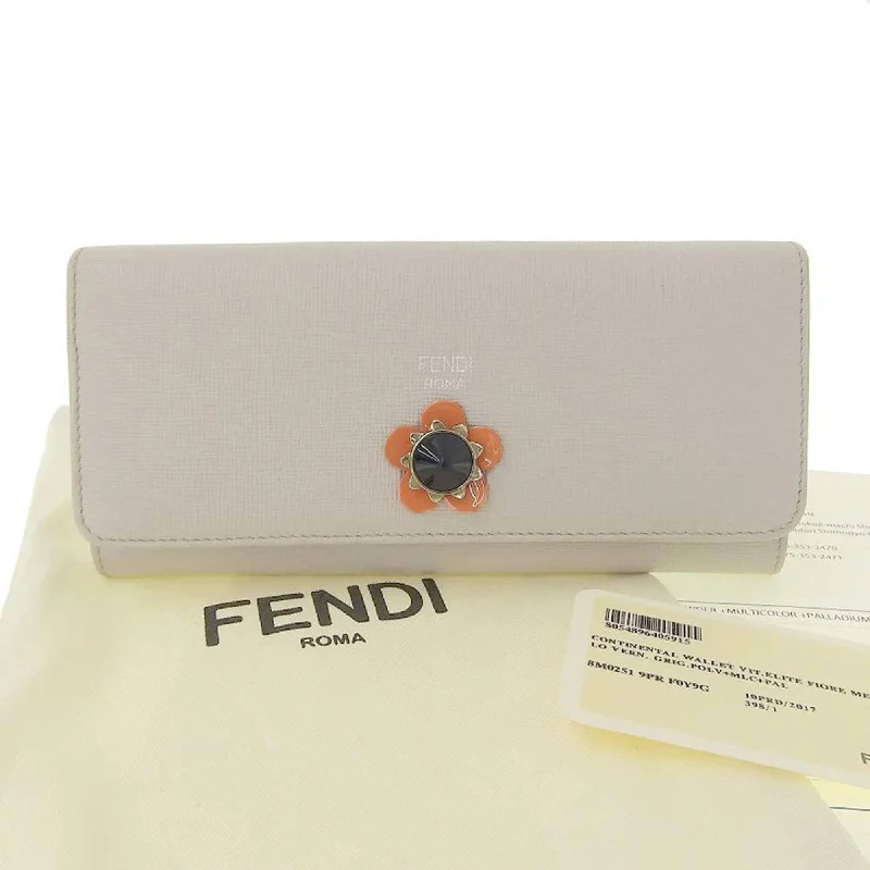 Fendi Handcrafted Excellence -Fendi Women's Leather Long Wallet (bi-fold) Light Gray