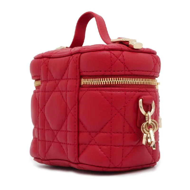 Designer Perfection: Dior HandbagsDior Cannage Vanity Shoulder Bag Red S0935ONMJ Leather Size micro