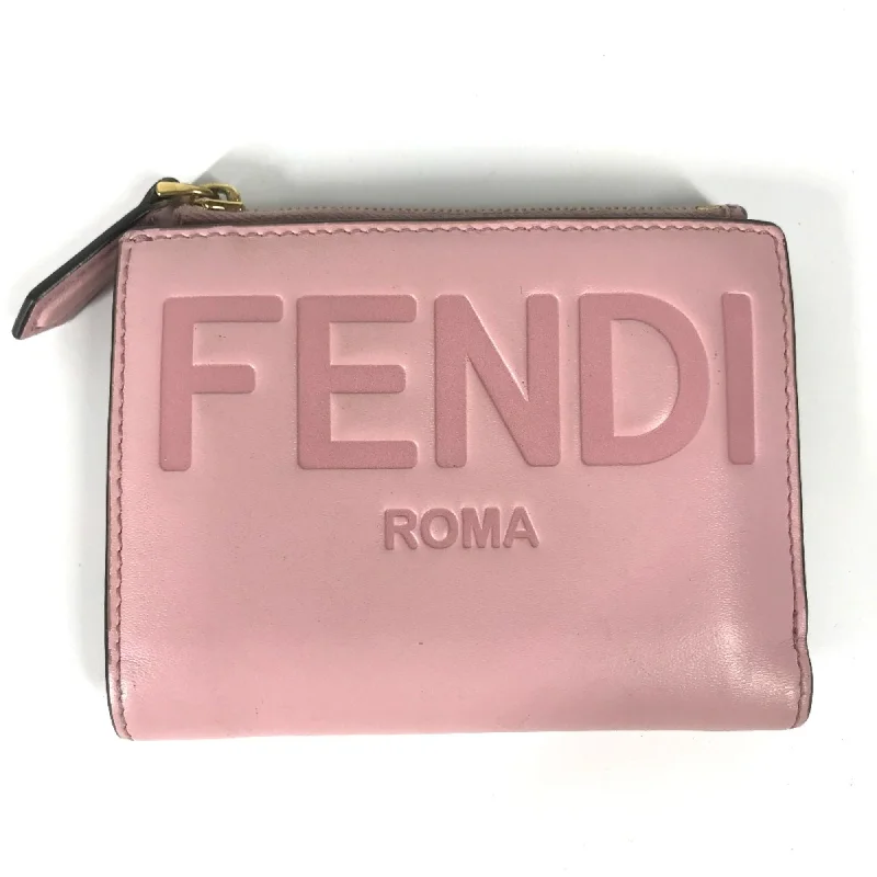 Fendi Glossy Leather Bag -Fendi 8M0447 Compact wallet Folded wallet pink