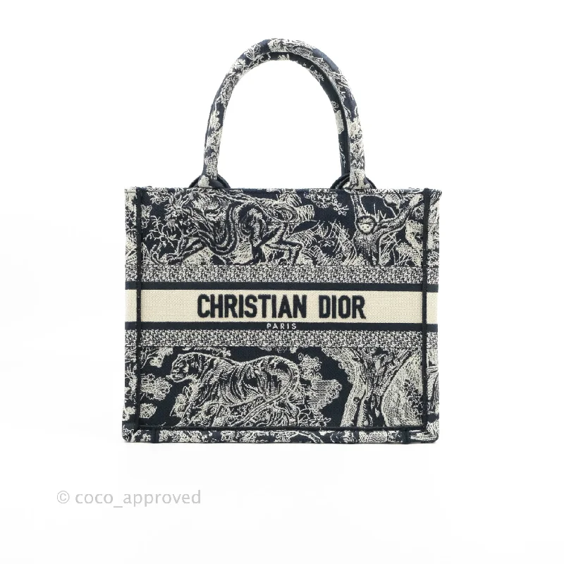 Dior’s Ultimate Designer Bags for YouChristian Dior New Small Embroidered Toile De Jouy Navy Canvas Book Tote