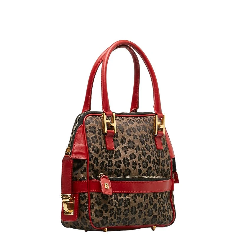 Fendi Pearl Handle Bag -Fendi Leopard Handbag Beige Black Red Canvas Leather  Fendi